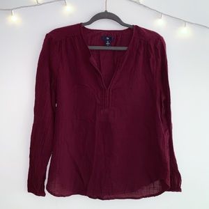 Gap long sleeve maroon top
